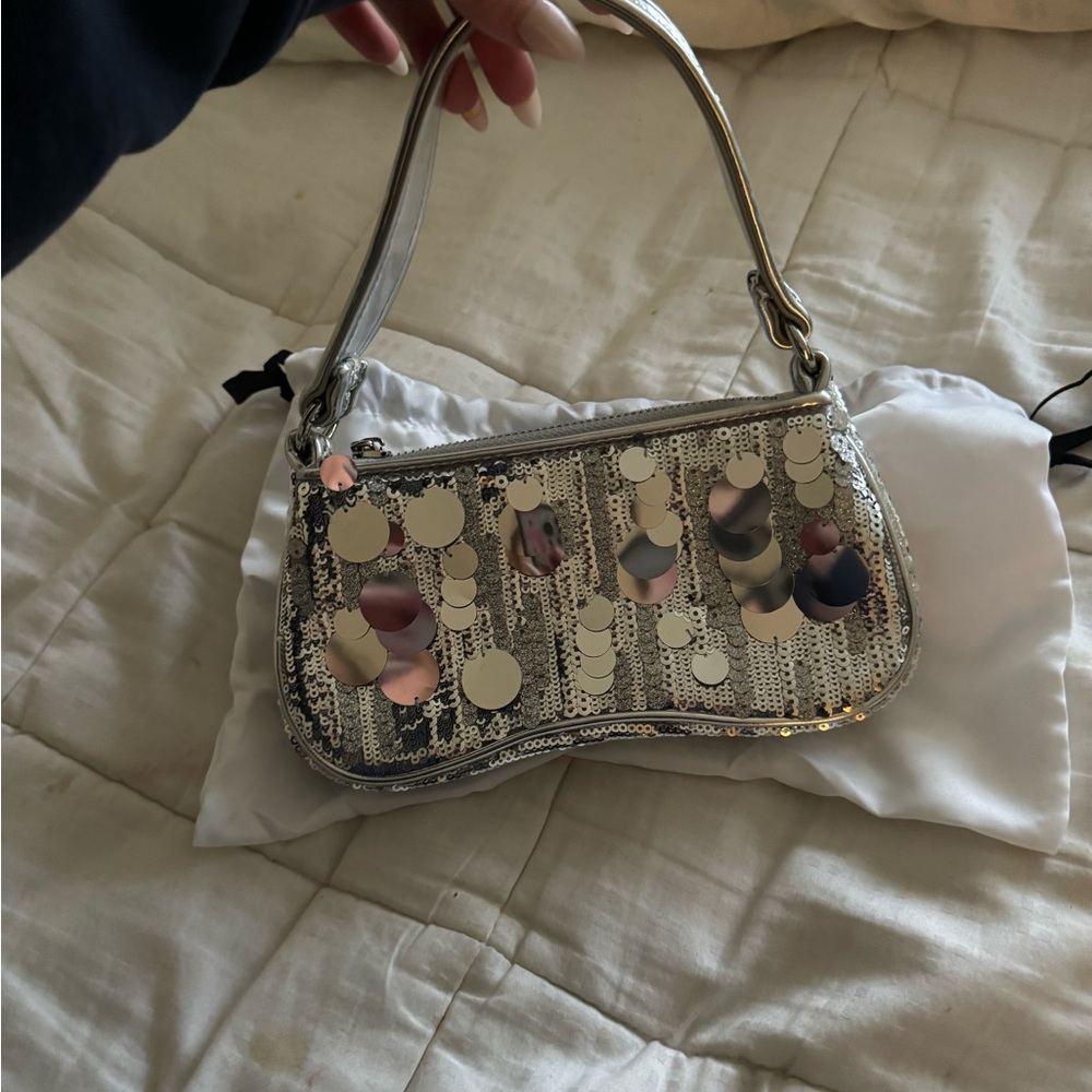 Silver Sequin Shoulder Bag